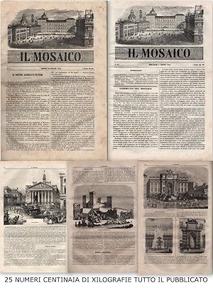 Il Mosaico-Rivista Di Arti.Scienze-Industrie-Tutto Il Pubblicato-1852-Illustrata