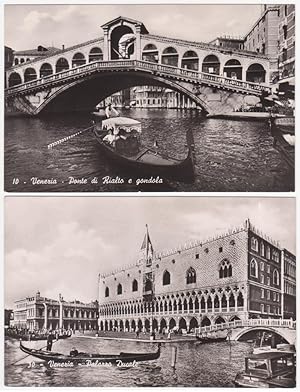 Lotto di 2 cartoline - Post Cards - Venezia - Ponte di Rialto e gondola e Venezia - Palazzo Ducale