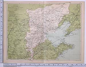 1908 RARE MAP CHINA PROVINCE CHIHLI Zhili - PEKING TIENTSIN Tianjin CHENGTEHFU