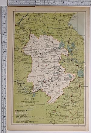 1908 RARE MAP CHINA PROVINCE ANHWEI (ANHUI) ANKING Anqing WUHU TAIPING FENGYANG