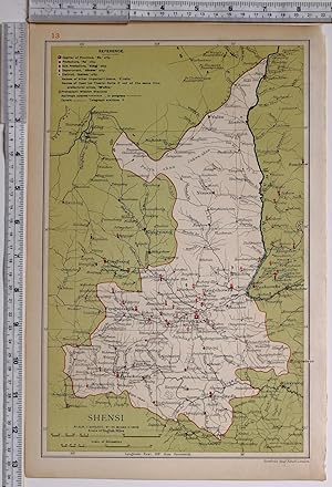 1908 RARE MAP CHINA PROVINCE SHENSI (SHAANXI) - SIANFU Xi'an TUNGCHOWFU HINGANFU