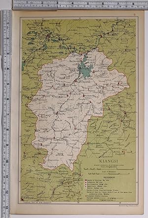 1908 RARE MAP CHINA PROVINCE KIANGSI Jiangxi - NANCHANG KIANFU POYANG LAKE