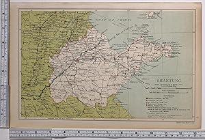 1908 RARE MAP CHINA PROVINCE SHANTUNG (SHANDONG) - WEIHAIWEI Weihai TSINAN Jinan