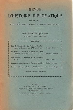 Revue d'histoire diplomatique - 75 eme année : 1961 - no 4 octobre-décembre