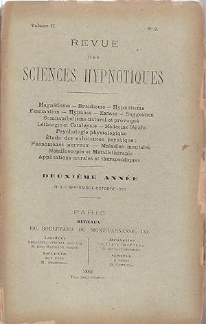 Revue des Sciences Hypnotiques Vol. II, n°2, Septembre-Octobre 1888
