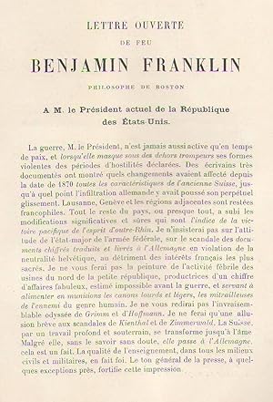 Lettre ouverte de feu Benjamin Franklin, philosophe de boston, a M. le président actuel de la Rép...