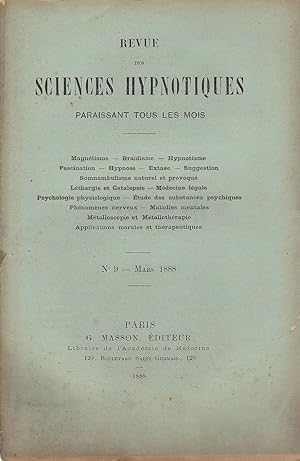 Revue des Sciences Hypnotiques, n°9, Mars 1888