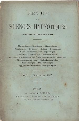 Revue des Sciences Hypnotiques, n°3, Septembre 1887