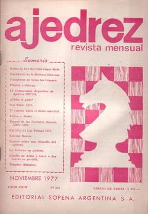 Ajedrez Revista Mensual - Noviembre 1977 - Tomo XXIII - Nº283