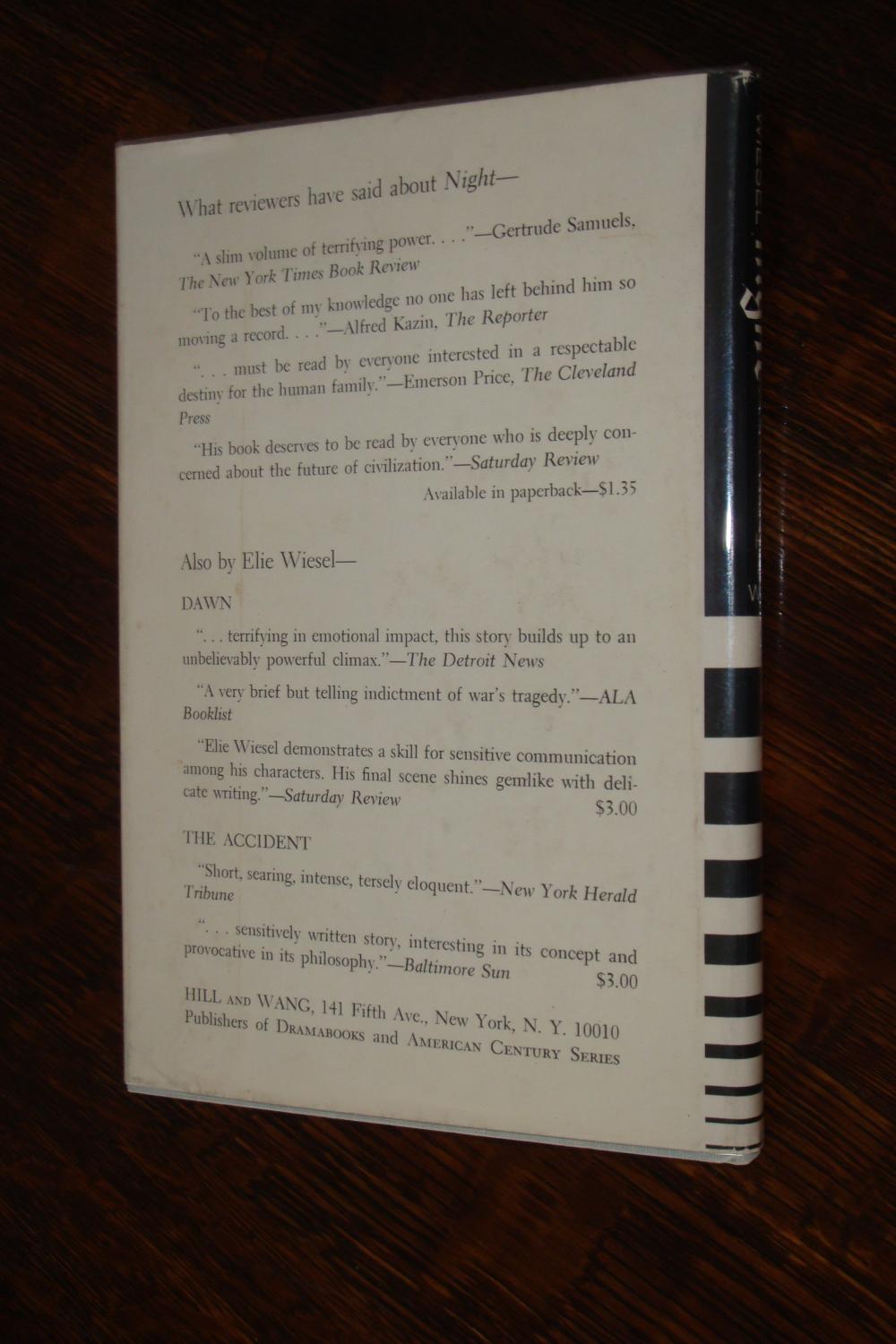 ... Elie NIGHT (signed): Wiesel, ...