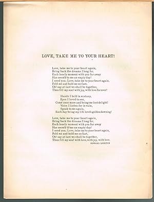 Love, Take Me to Your Heart! Song for Voice and Piano. Sheet Music