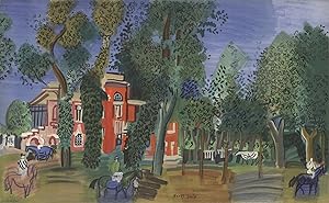 1970 Vintage RAOUL DUFY /"PADDOCK AT DEAUVILLE/" HORSES COLOR offset Lithograph