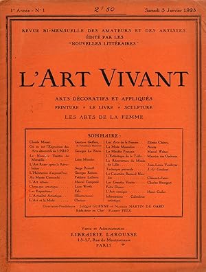 L'Art Vivant n°1 du 1er janvier 1925
