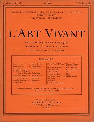 L'Art Vivant n°13 du 1er juillet 1925