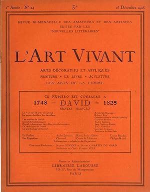 L'Art Vivant n°24 du 15 décembre 1925 -numéro consacré à David-