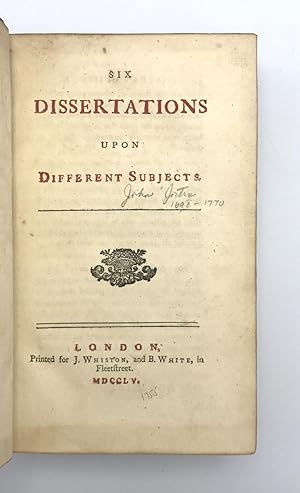 Six Dissertations Upon Different Subjects