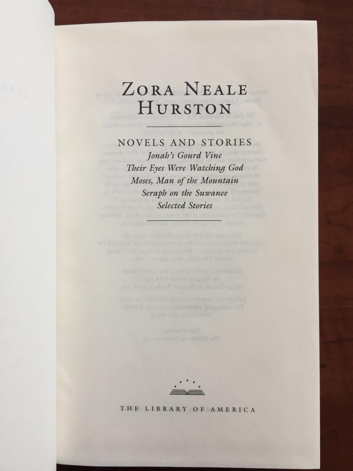 ... Zora Neale Hurston : Novels and Stories : Jonah's Gourd Vine / Their Eyes Were Watching ...