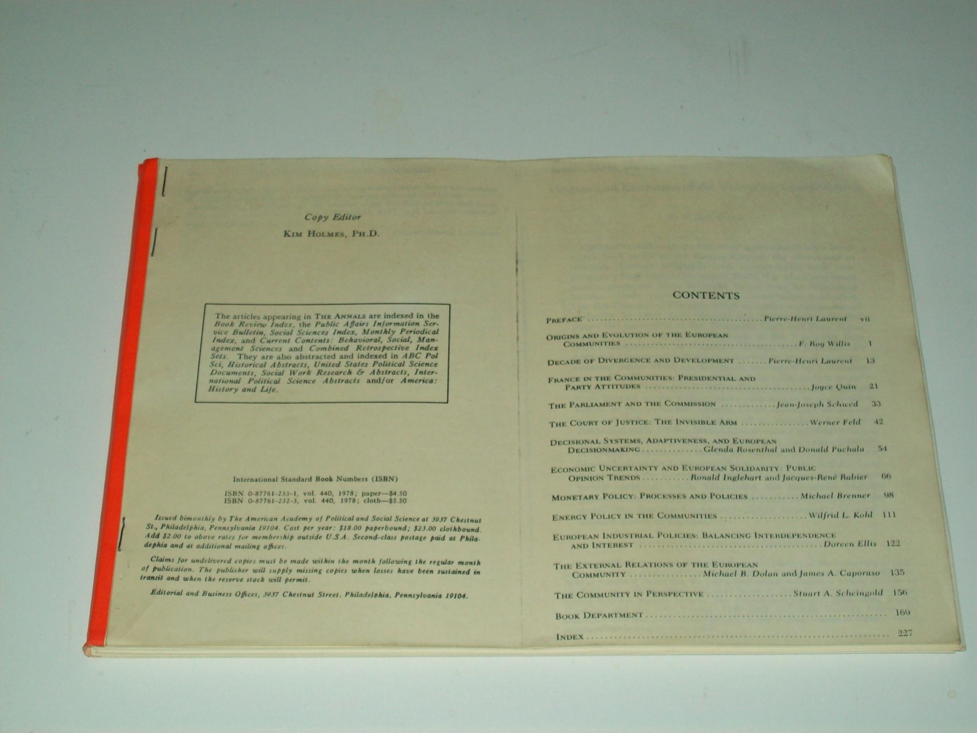 The Annals Of The American Academy: 440, Nov.1978 (a photocopied and stapled book) - Ed. Kim Holmes