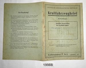 DDR Kraftfahrzeugbrief für Personenkraftwagen DKW Kabriolett Baujahr 1933