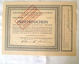 Kirchner & Co AG 1000 M Zwischenschein, Leipzig-Sellerhausen, 26.01.1921