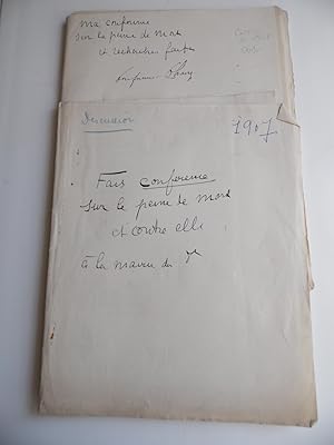 LA PEINE DE MORT ET LA MORALE SOCIALE, MANUSCRIT d'une CONFERENCE AU COMITE REPUBLICAIN DU 8e ARR...