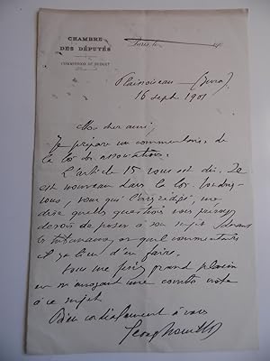 LETTRE AUTOGRAPHE SIGNEE de GEORGES TROUILLOT Député Radical Socialiste Rédacteur avec Waldeck Ro...