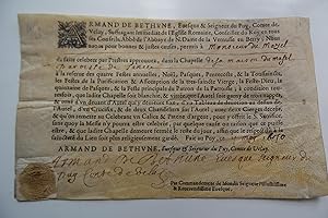 PERMISSION par ARMAND DE BETHUNE SEIGNEUR DU PUY, COMTE DE VELAY, POUR M. DE MAZEL DE FAIRE DIRE ...