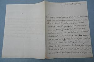 LETTRE MANUSCRITE SIGNEE DU DUC DE BETHUNE CONCERNANT SES AFFAIRE, le MARQUIS DE FITZ-JAMES acqué...