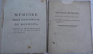 MEMOIRES DU PROCUREUR CHAMPAGNE DE BERMOND POUR LE CONSEIL DE L'UNIVERSITE DE BOURGES CONTRE LES ...