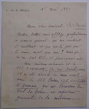 LETTRE MANUSCRITE SIGNEE DE VICTOR DURUY à L'AMIRAL DERVIEUX en date du 1er mai 1887 QUI S'INQUIE...