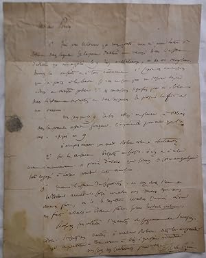 LETTRE AUTOGRAPHE à PONROY AVOCAT A ISSOUDUN - 1843