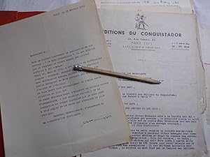 ARTHUR HONNEGER - DOSSIER DE CONTRAT D'EDITION avec les EDITIONS DU CONQUISTADOR pour son LIVRE "...