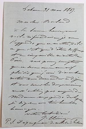 LETTRE AUTOGRAPHE SIGNEE D'AUGUSTE CLESINGER AU PEINTRE BOULARD AUGUSTE NOMME REFERENDAIRE