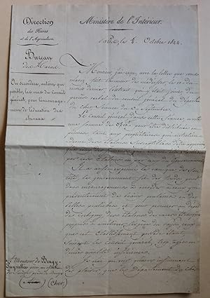 L.A.S. DU DIRECTEUR DES HARAS de M. de CASTELBAJAC à M. DE BENGY PUYVALLEE Conseiller Général CON...