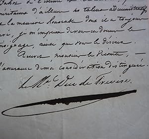 LETTRE DE CONDOLEANCES DU MARECHAL DUC DE TREVISE au Général de COURTAIS