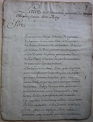 LETTRE AU ROI & ARRET DE PARLEMENT CENSURANT LA LETTRE DE L'ASSEMBLEE GENERALE DU CLERGE DE FRANC...