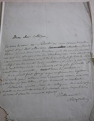 LETTRE AUTOGRAPHE SIGNEE DU COMTE DE MONTALIVET EN VUE DE LA DEFAITE DU GOUVERNEMENT PERIER. 1831/32