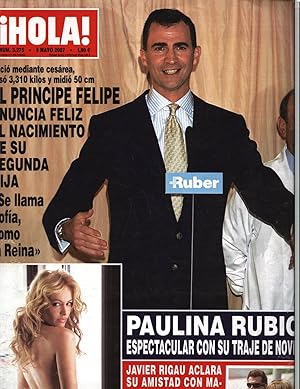 Revista Hola nº 3275 - 9-05-2007: EL PRÍNCIPE FELIPE ANUNCIA FELIZ EL NACIMIENTO DE SU 2ª HIJA,SOFÍA