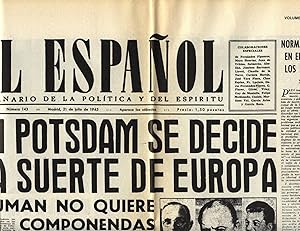 PERIÓDICO EL ESPAÑOL, Nº 143, 21-07-1945: POTSDAM.