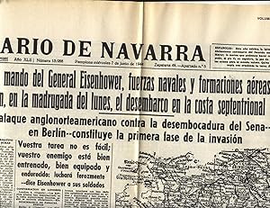 PERIÓDICO DIARIO DE NAVARRA, 7 JUNIO1944: DESEMBARCO DE NORMANDÍA.