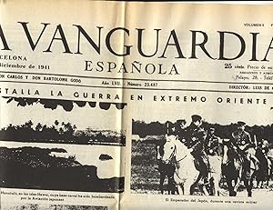 PERIÓDICO LA VANGUARDIA Nº 23.487, 9-12-1941: EEUU ENTRA EN GUERRA.
