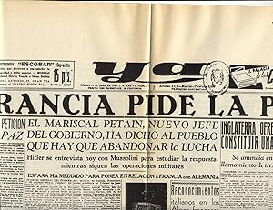 PERIÓDICO YA Nº 379, 18-06-1940: FRANCIA PIDE LA PAZ.