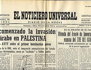 PERIÓDICO EL NOTICIARIO UNIVERSAL, 15-05-1948: ISRAEL. (POSGUERRA)