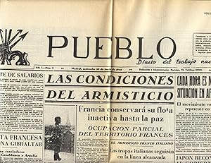 PERIÓDICO PUEBLO Nº 9, 26-06-1940: LAS CONDICIONES DEL ARMISTICIO.