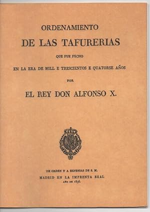 ORDENAMIENTO DE LAS TAFURERIAS Juegos y Apuestas sobre Tablas, Ajedrez, Dados, Etc.) 1314 POR EL ...