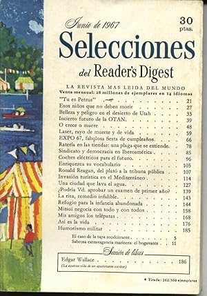 Selecciones del Readers Digest : Junio 1967. La OTAN, el rayo láser, Ronald Reagan, Edgar Wallace