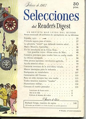 Selecciones del Readers Digest : febrero 1967. Cantinflas, los guardias rojos de Mao, Richard Sorge