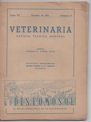 REVISTA VETERINARIA TOMO XV Nº 10 OCTUBRE 1951 MADRID