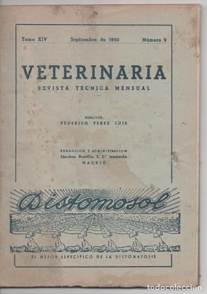 REVISTA VETERINARIA TOMO XIV Nº 9 SEPTIEMBRE 1950 MADRID