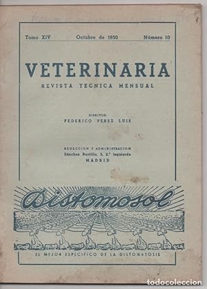 REVISTA VETERINARIA TOMO XIV Nº 10 OCTUBRE 1950 MADRID
